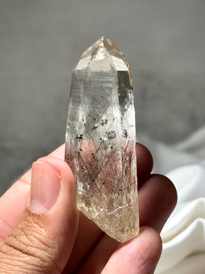 Byssolite & Rutile in Quartz