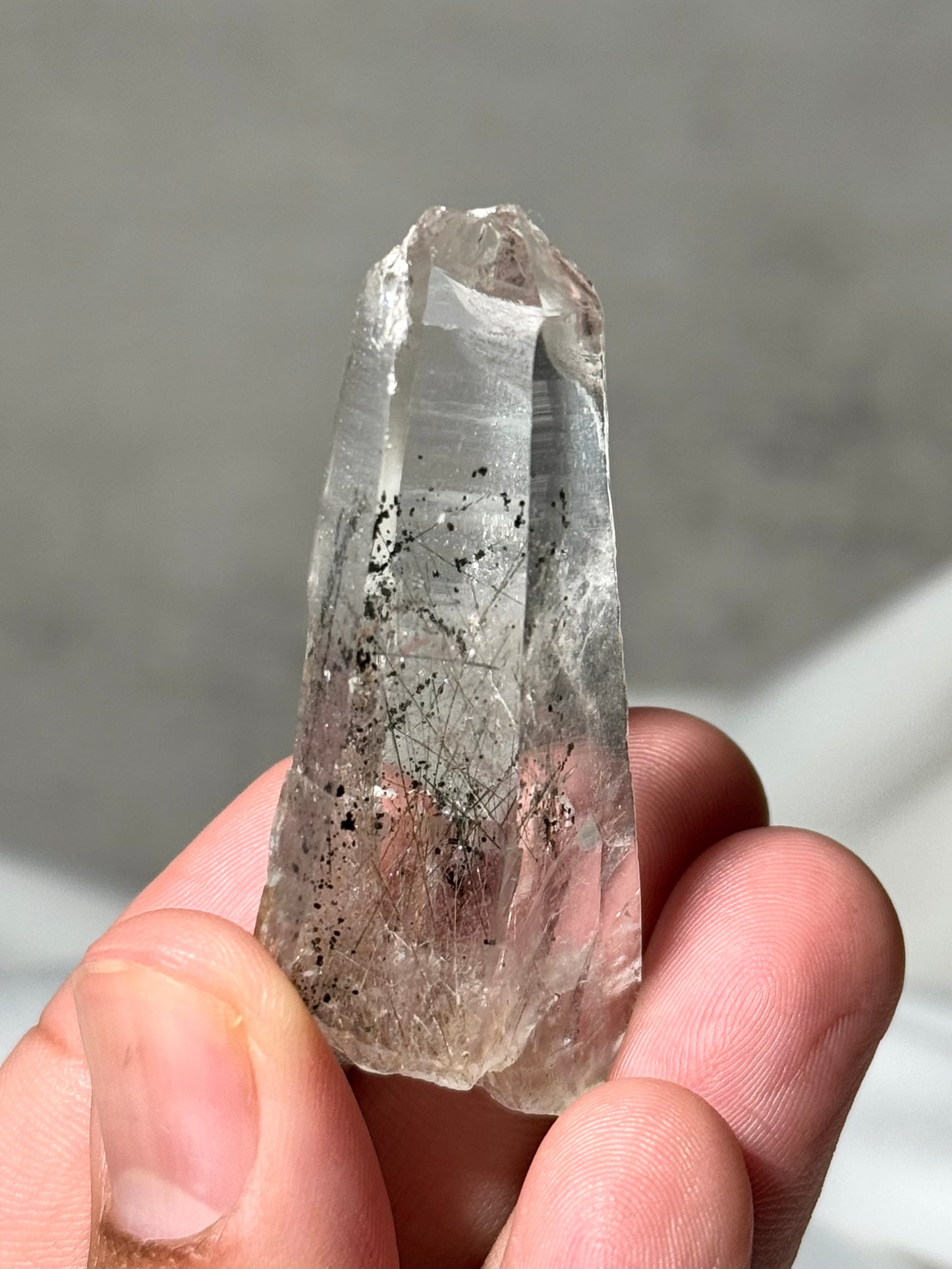 Byssolite & Rutile in Quartz