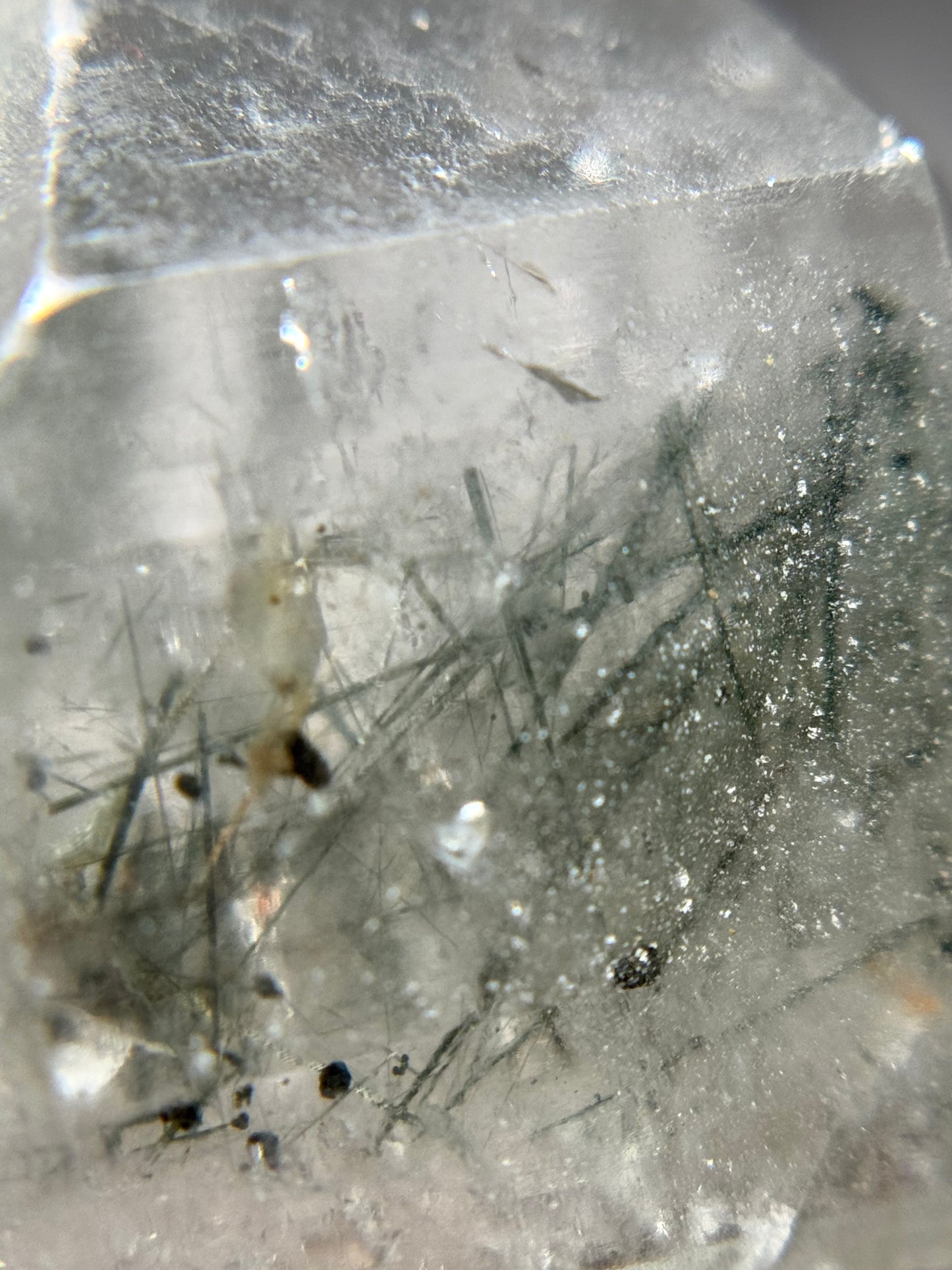 Byssolite & Rutile in Quartz