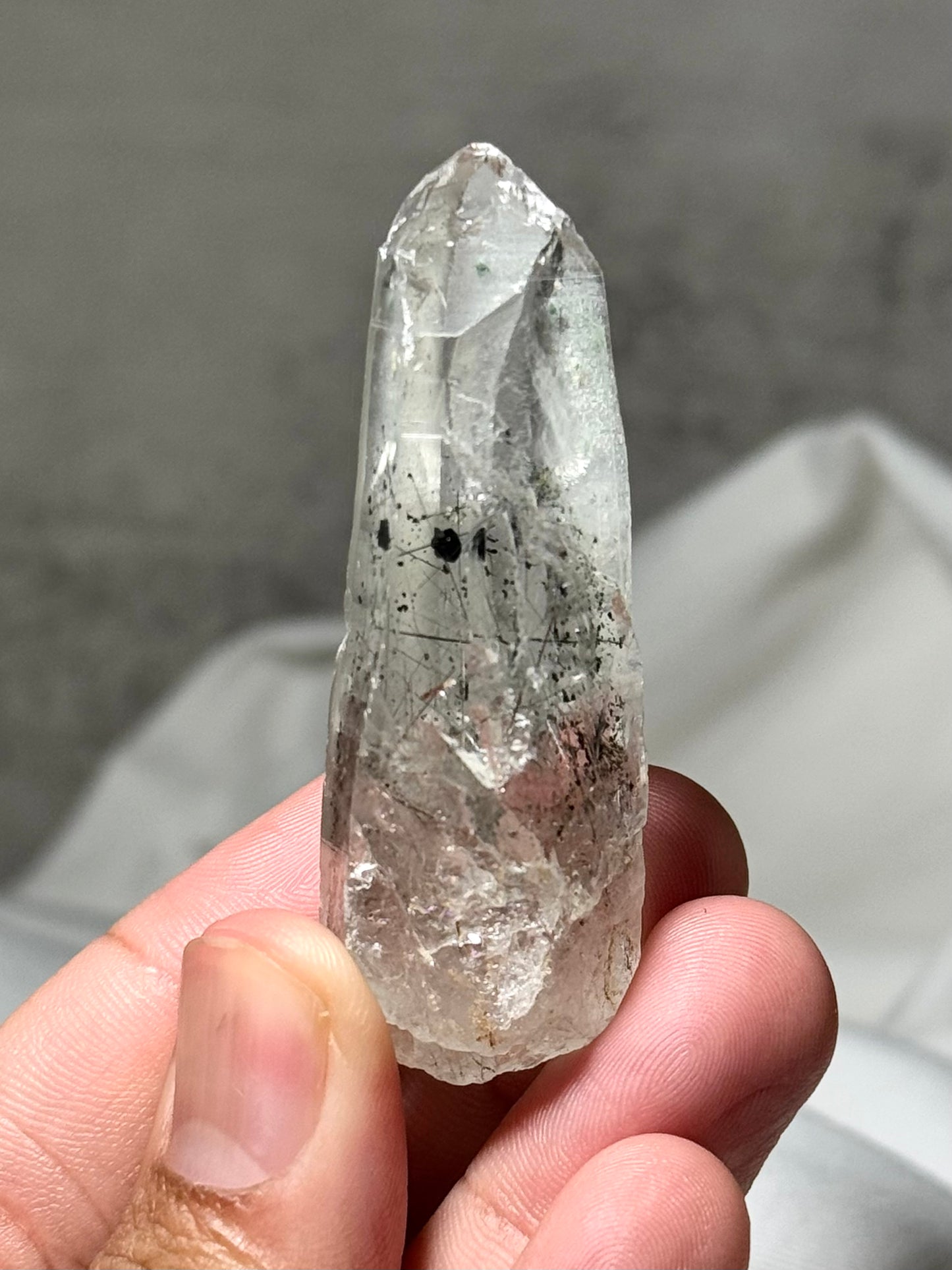 Byssolite & Rutile in Quartz