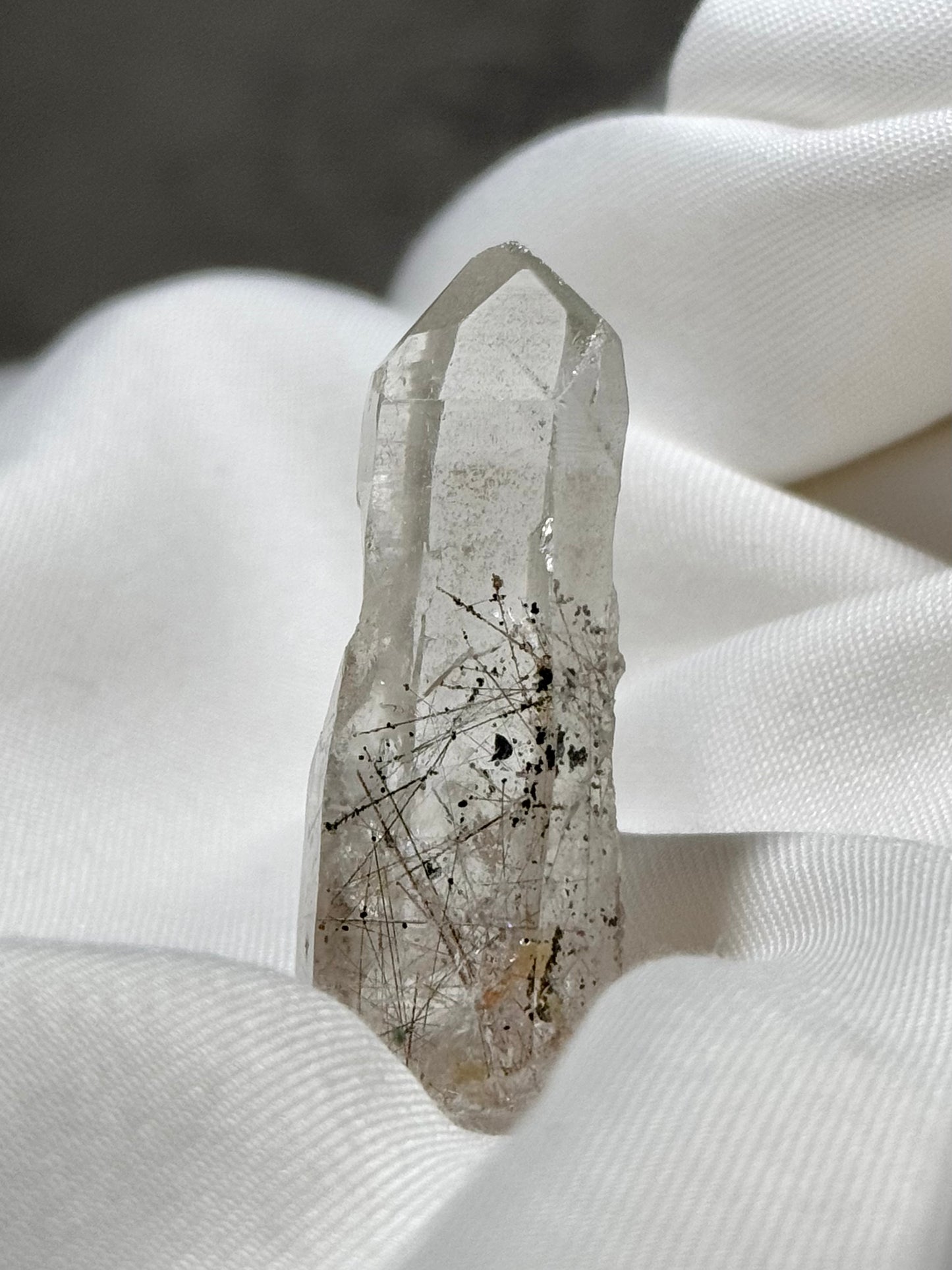 Byssolite & Rutile in Quartz