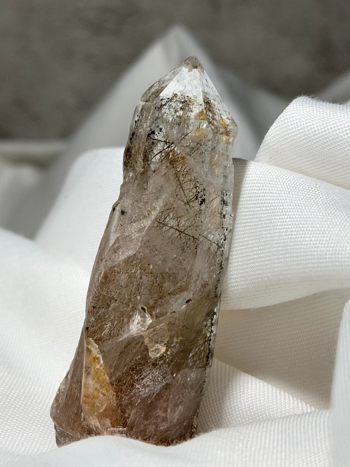 Byssolite & Rutile in Quartz