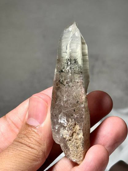 Byssolite & Rutile in Quartz