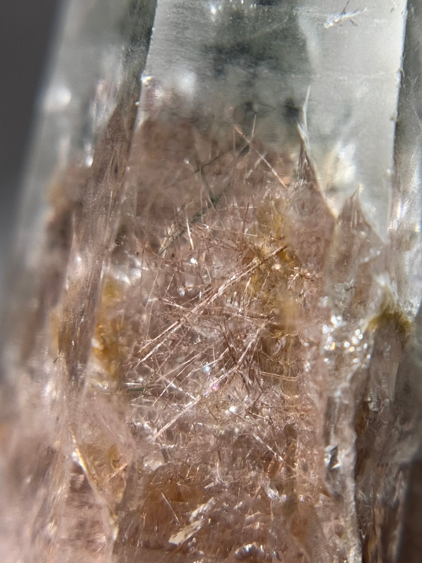 Byssolite & Rutile in Quartz