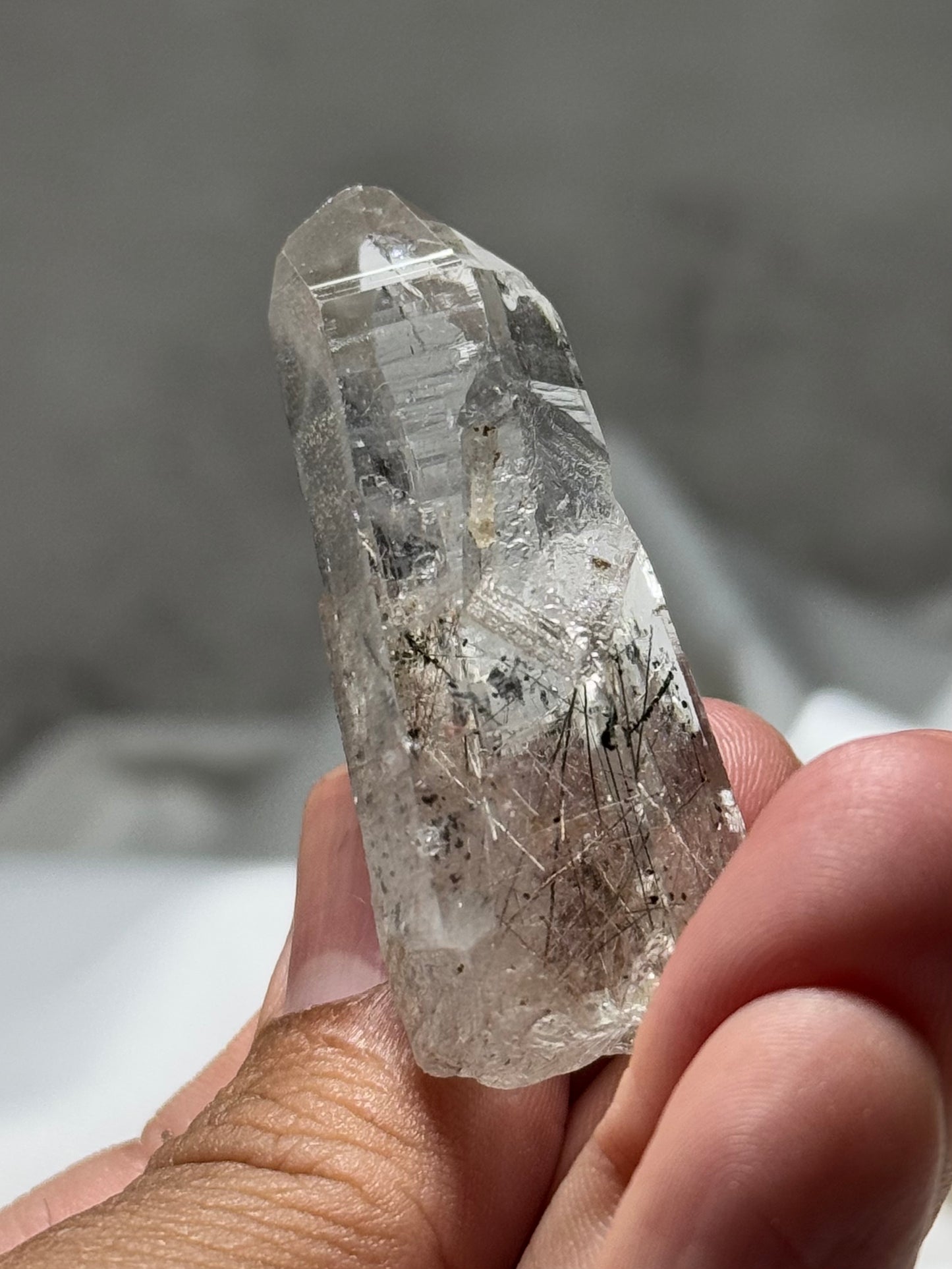 Byssolite & Rutile in Quartz