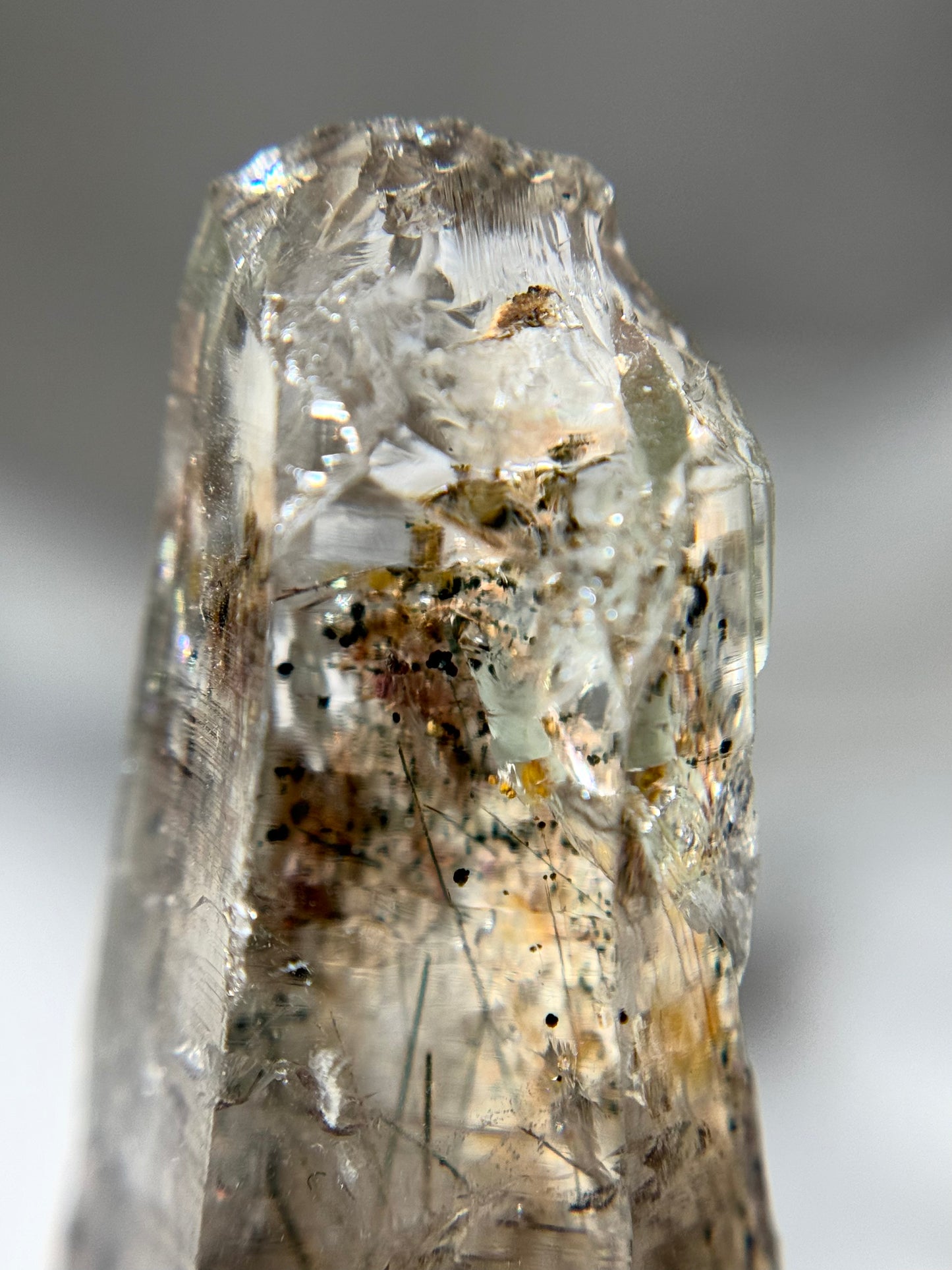 Byssolite & Rutile in Quartz