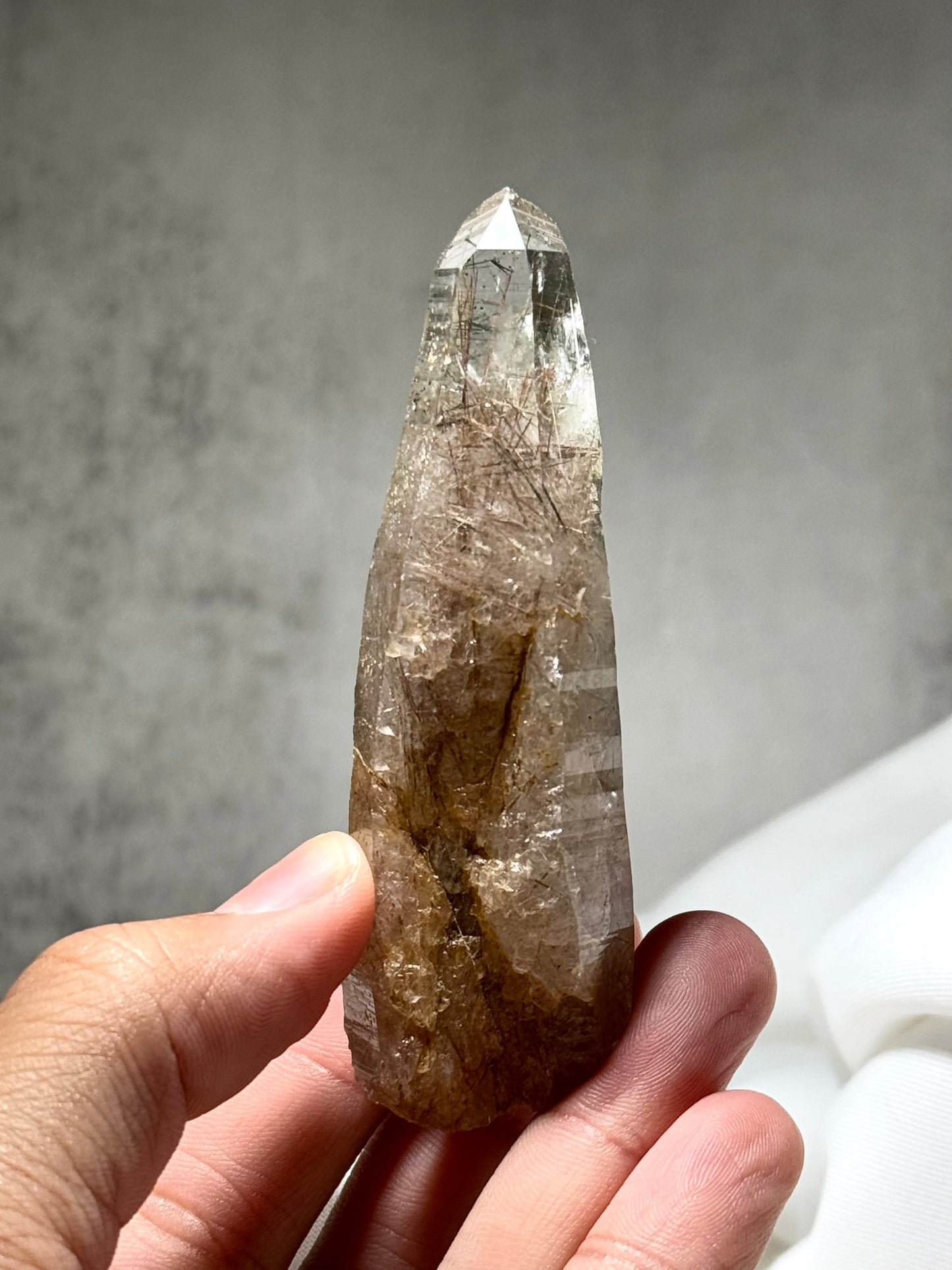 Byssolite & Rutile in Quartz