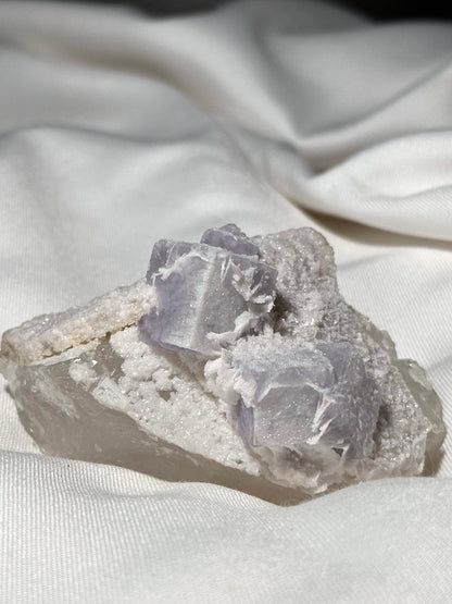 Fluorite with Dolomite on Quartz