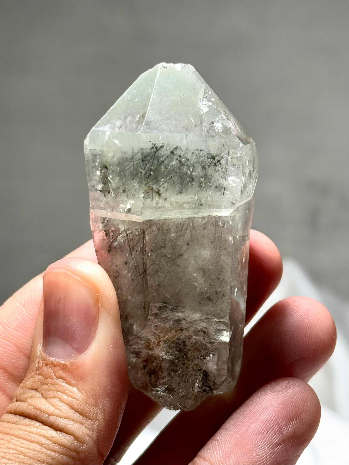 Byssolite & Rutile in Quartz