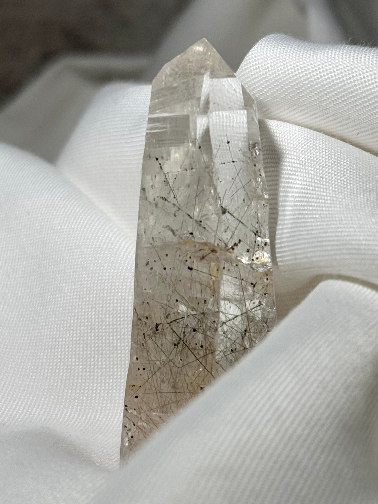 Byssolite & Rutile in Quartz