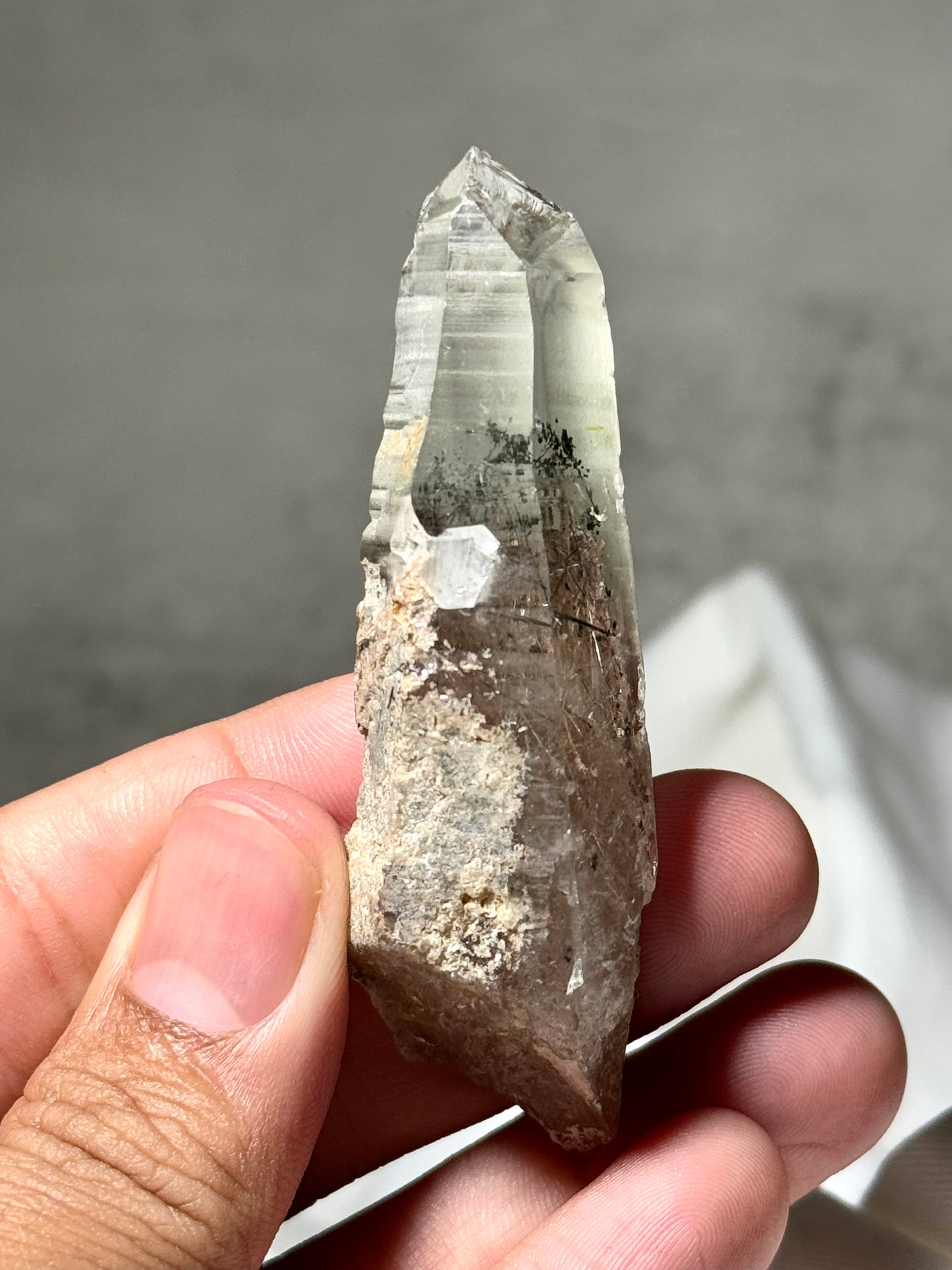 Byssolite & Rutile in Quartz