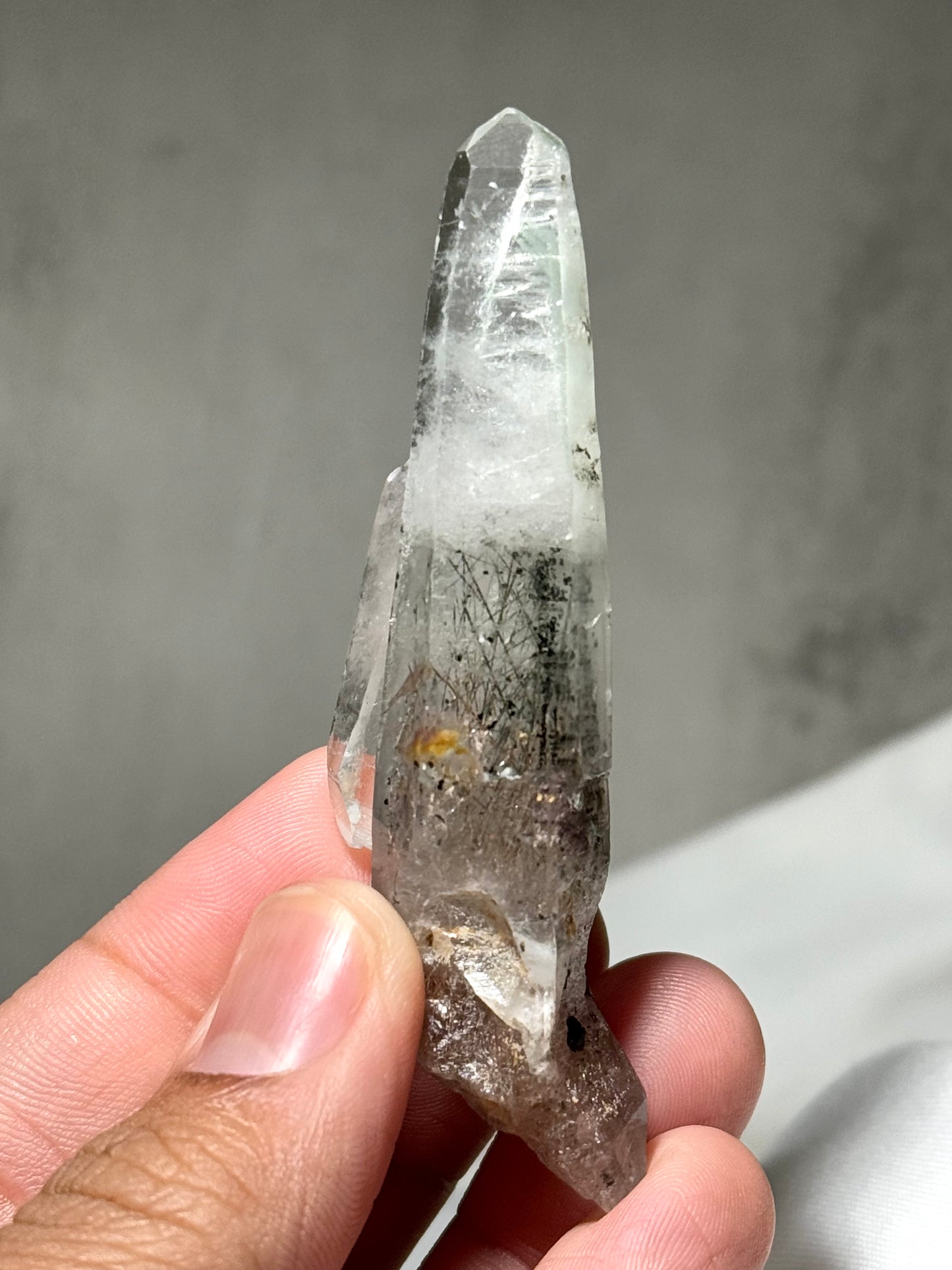 Byssolite & Rutile in Quartz