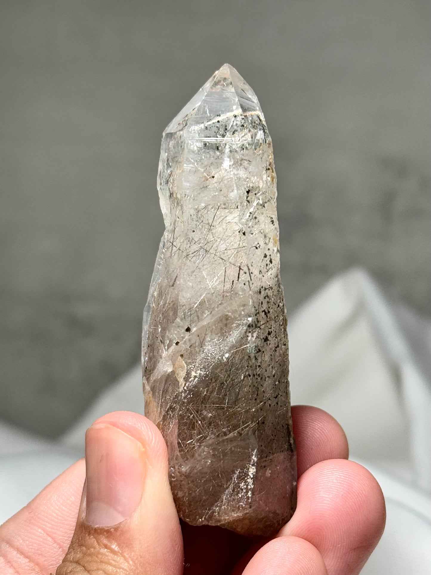 Byssolite & Rutile in Quartz