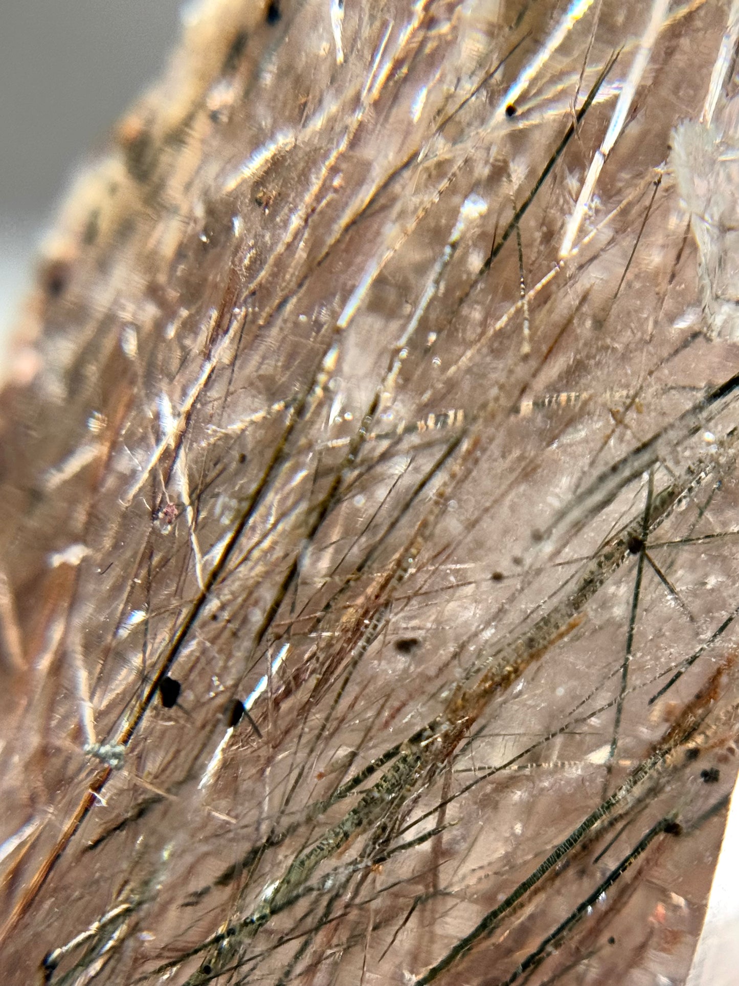 Byssolite & Rutile in Quartz