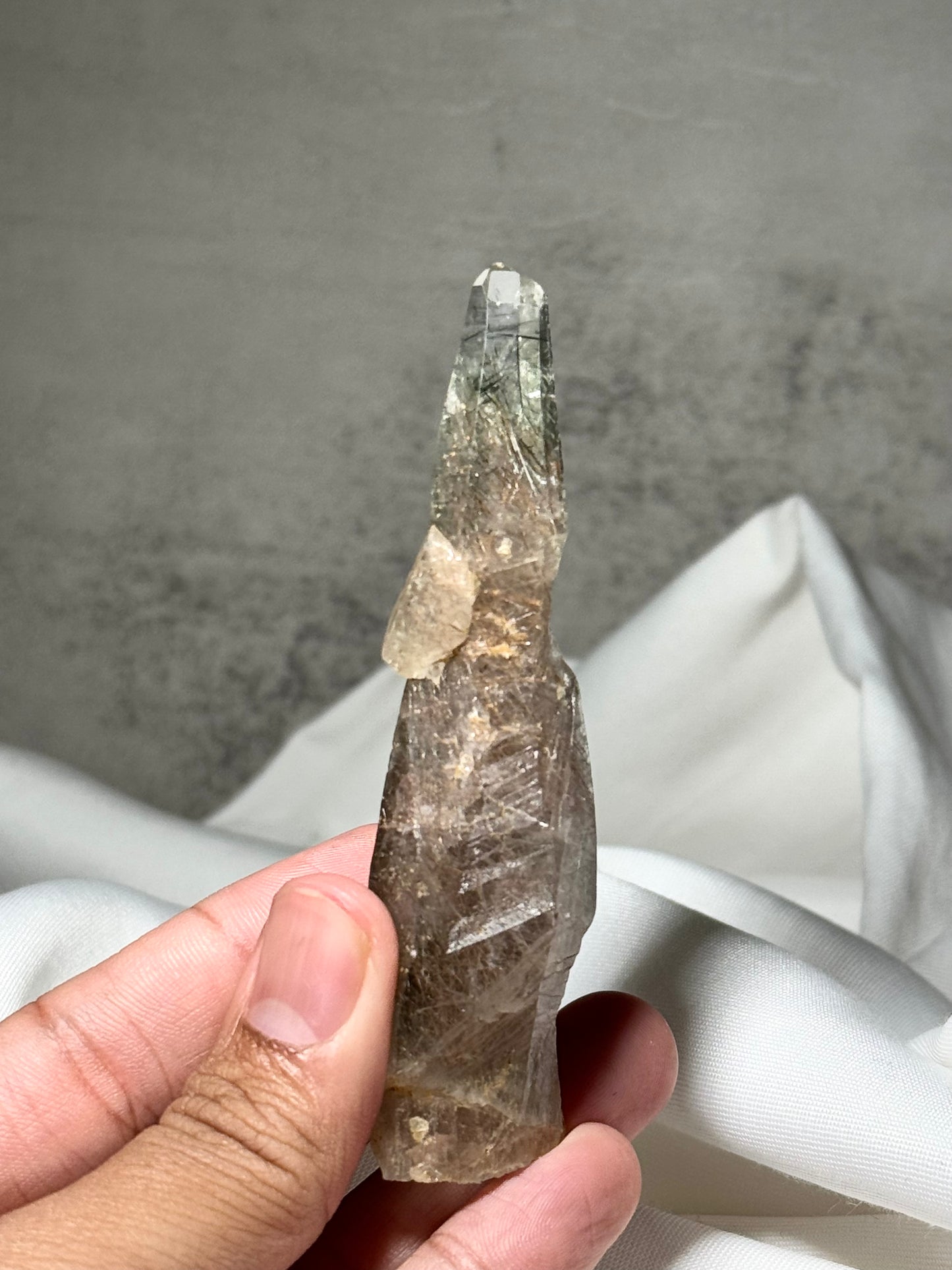 Byssolite & Rutile in Quartz