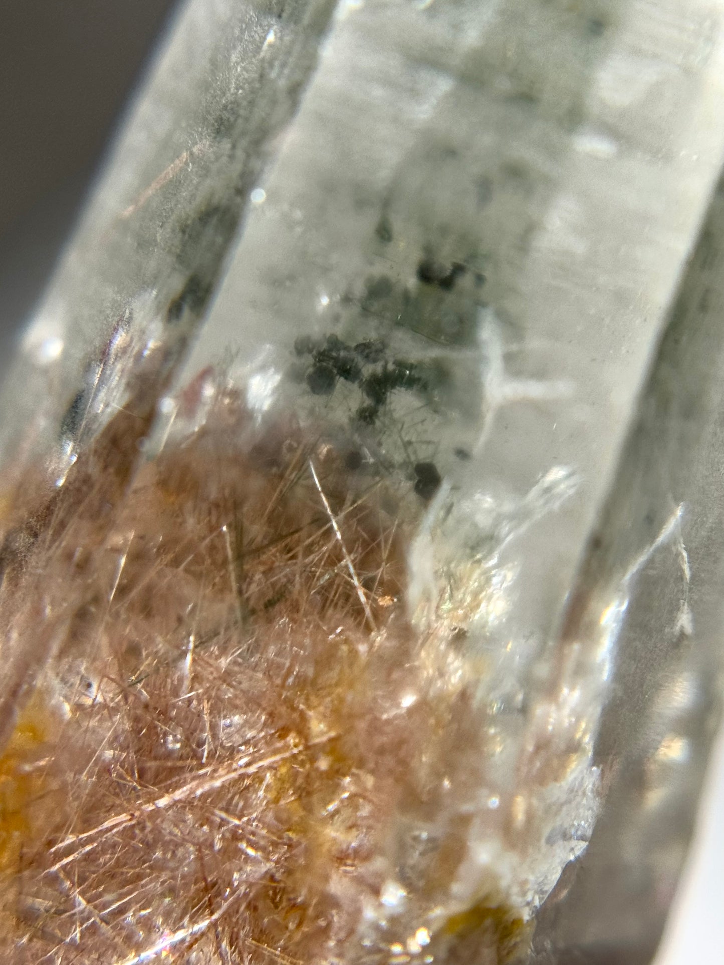 Byssolite & Rutile in Quartz