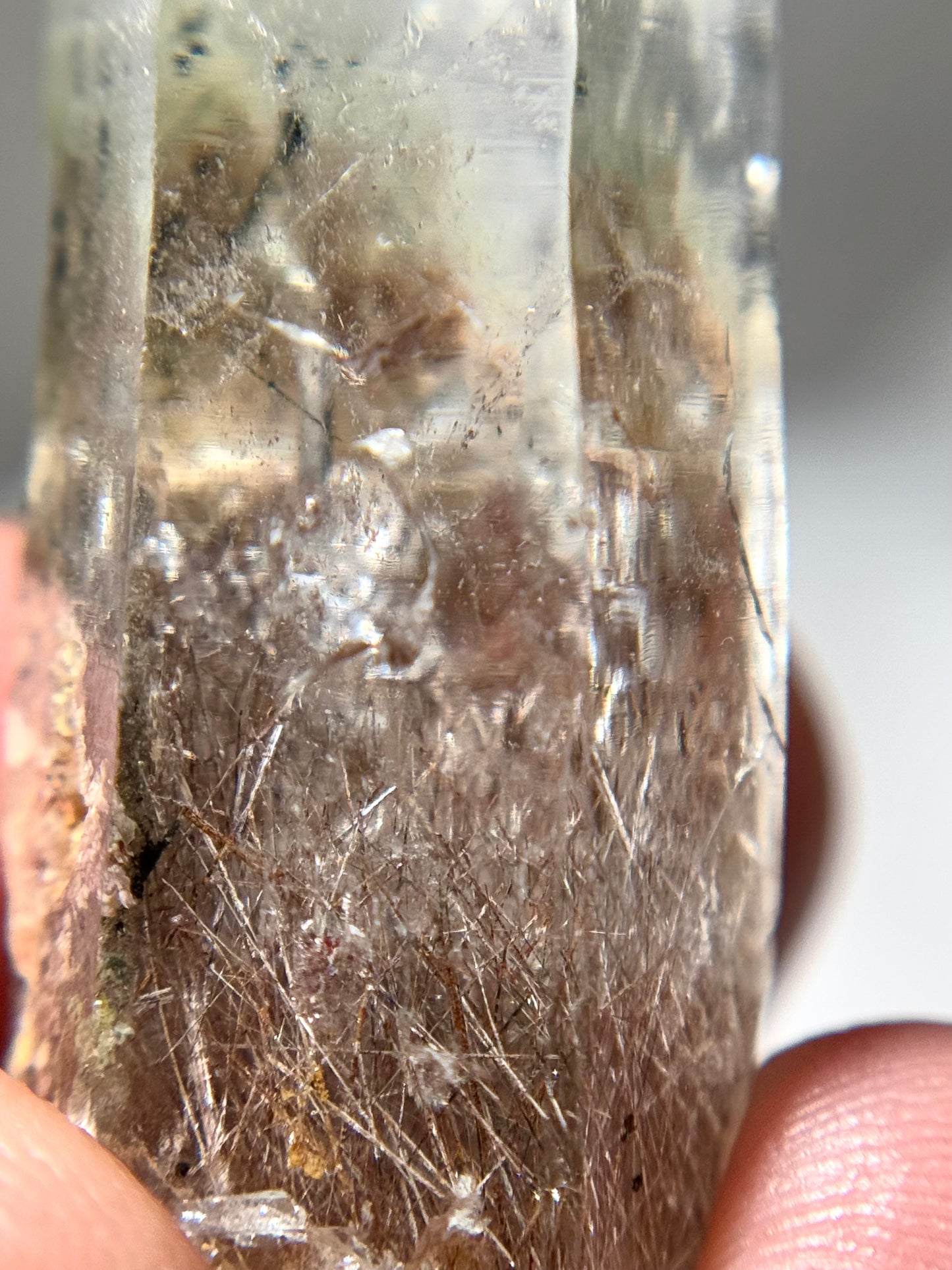 Byssolite & Rutile in Quartz