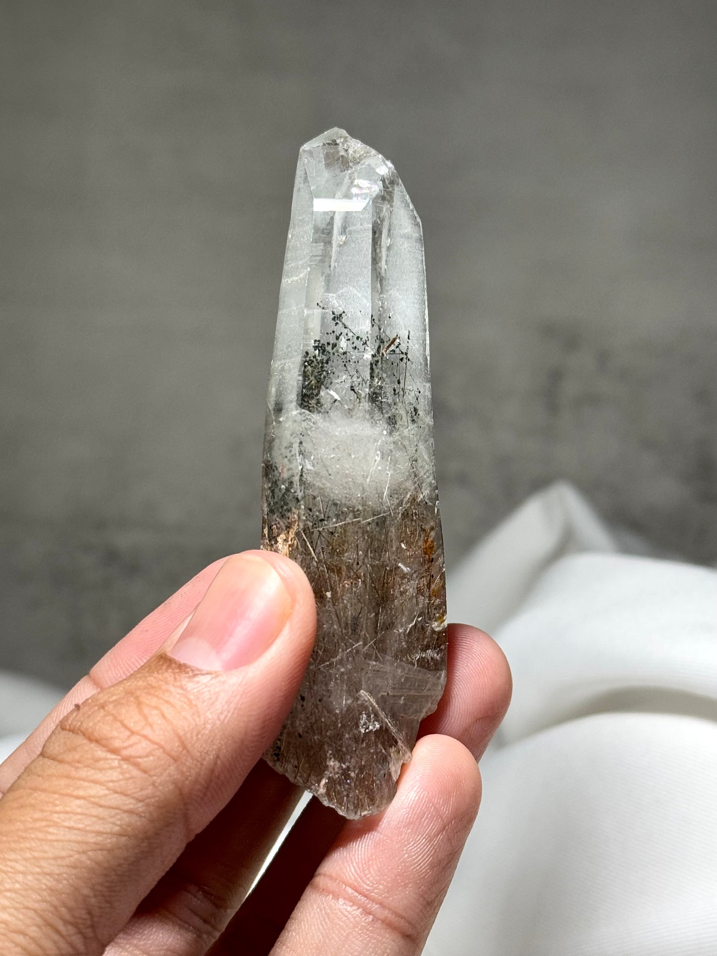 Byssolite & Rutile in Quartz