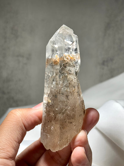 Byssolite & Rutile in Quartz