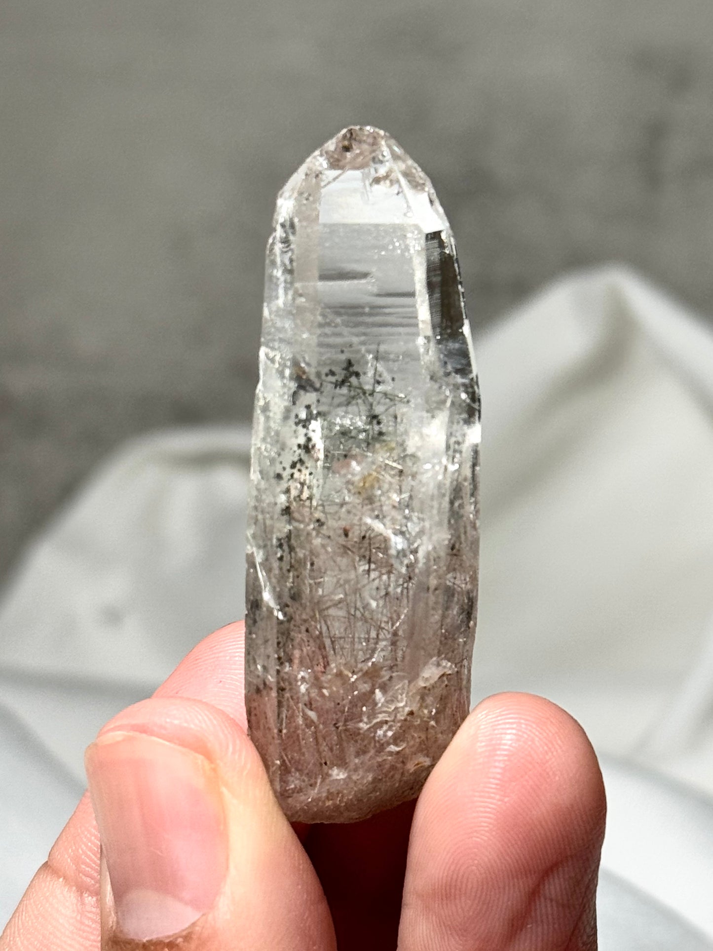 Byssolite & Rutile in Quartz