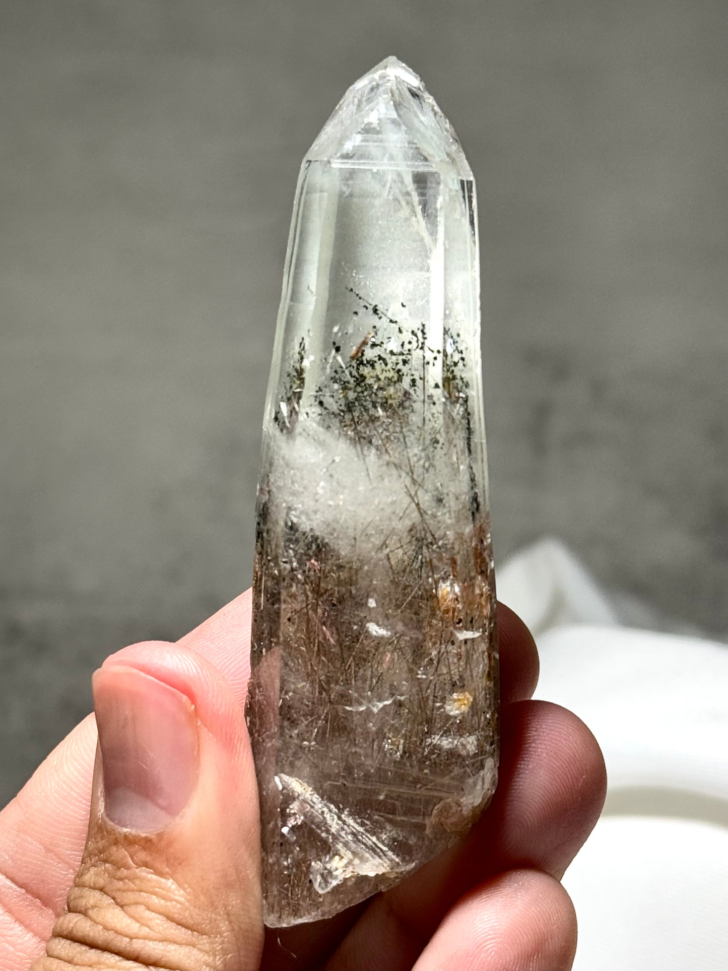 Byssolite & Rutile in Quartz