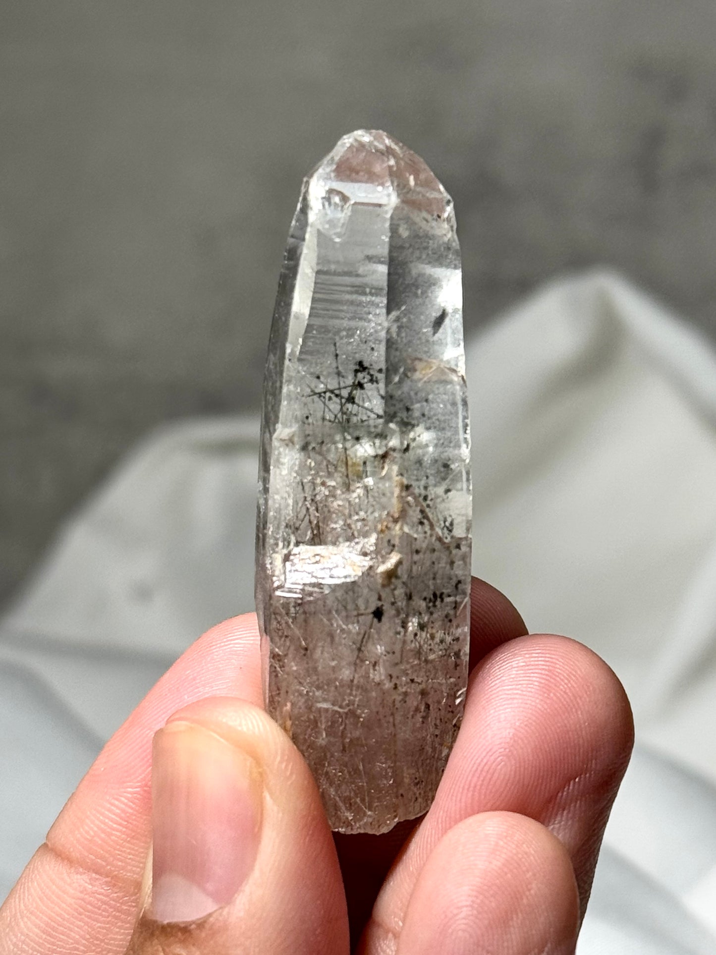 Byssolite & Rutile in Quartz