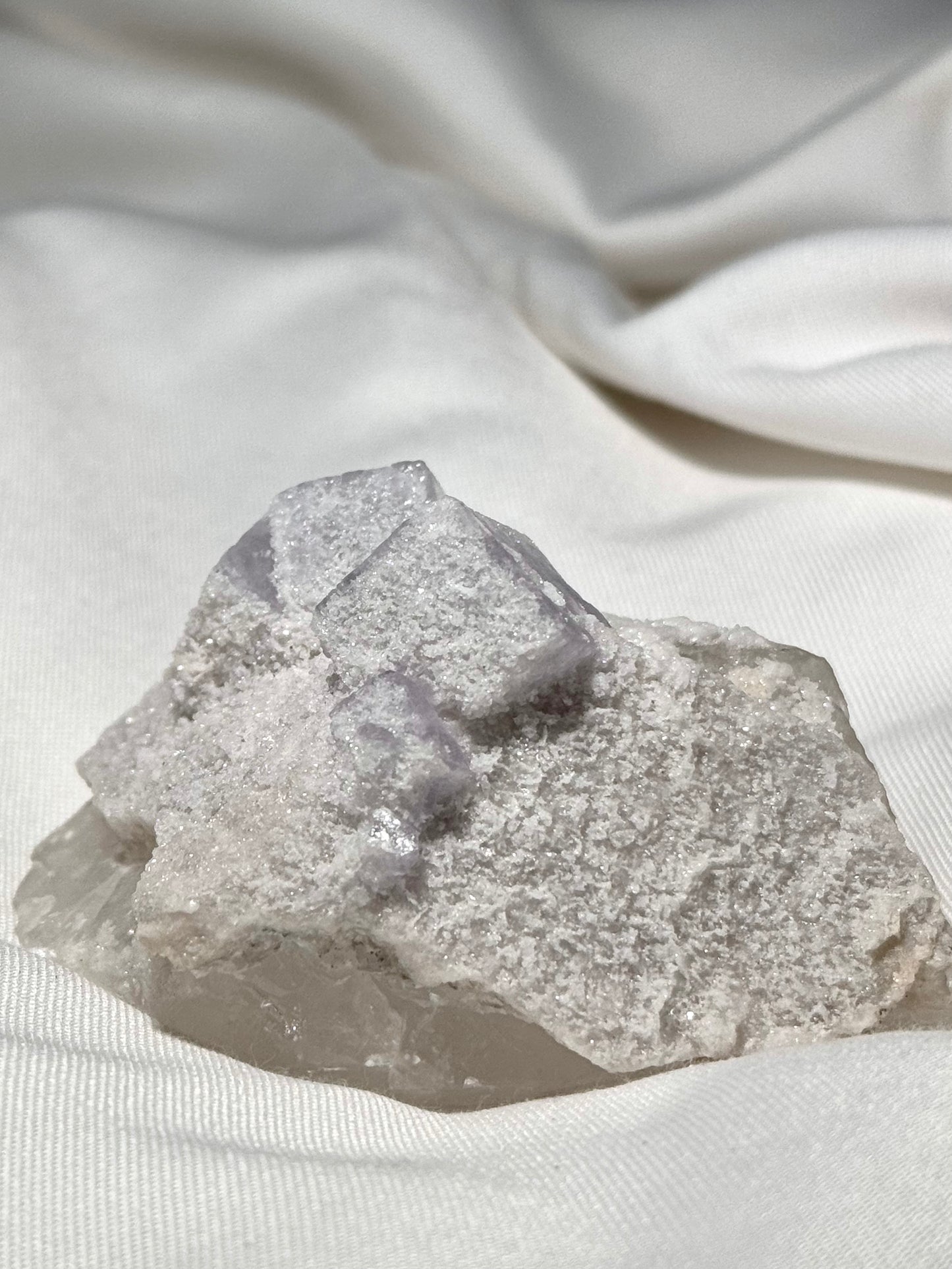 Fluorite with Dolomite on Quartz