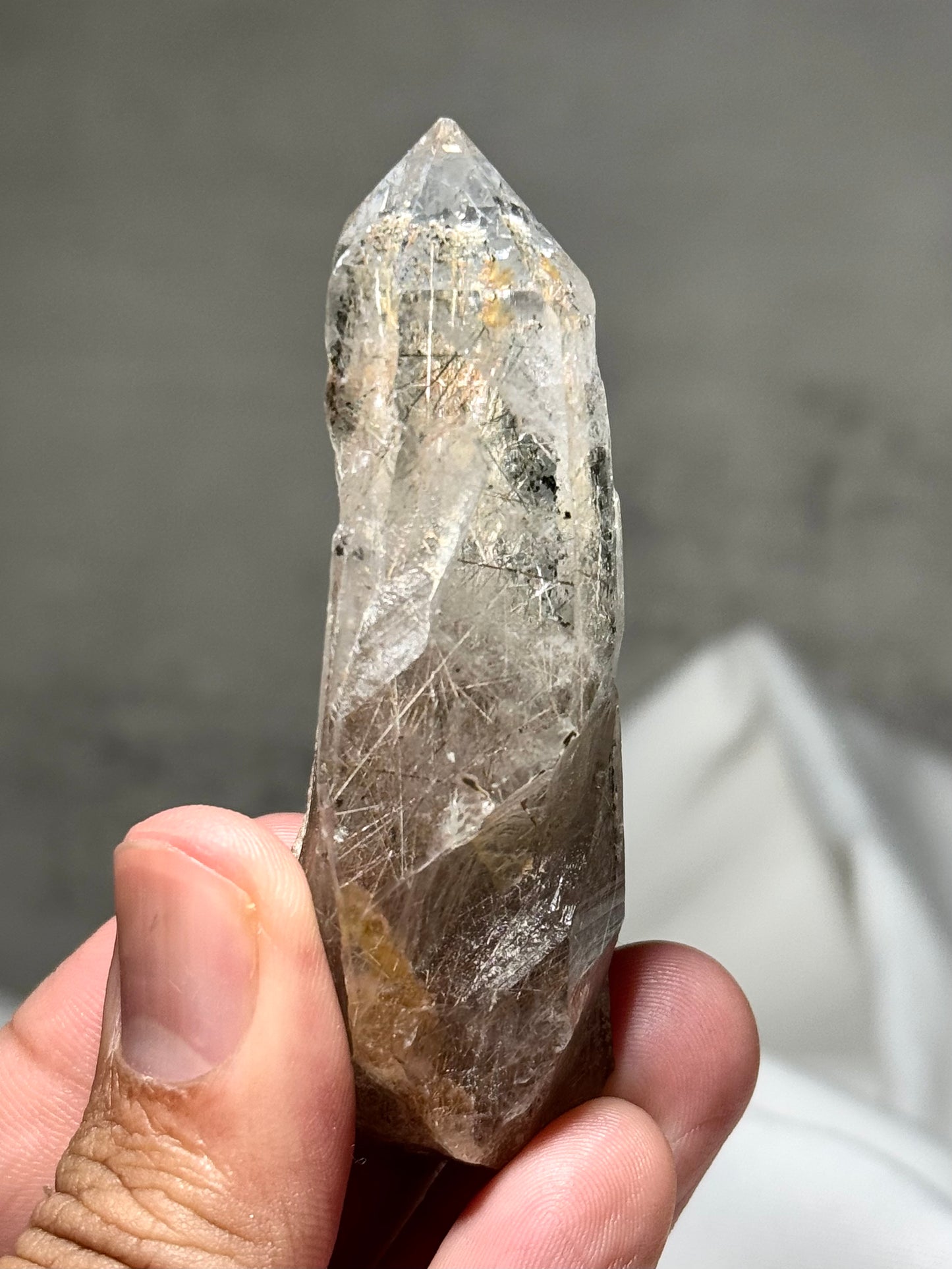 Byssolite & Rutile in Quartz