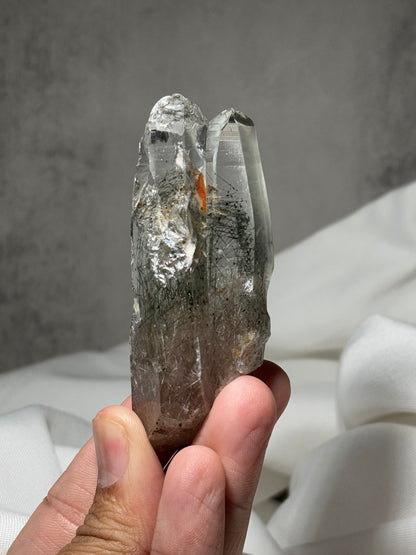 Byssolite & Rutile in Quartz