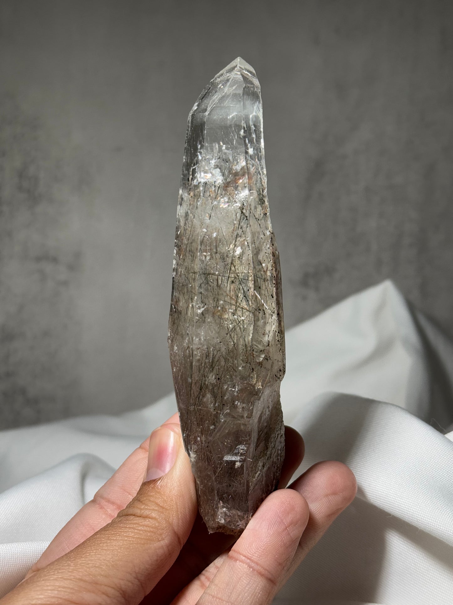 Byssolite & Rutile in Quartz