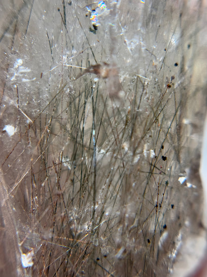 Byssolite & Rutile in Quartz