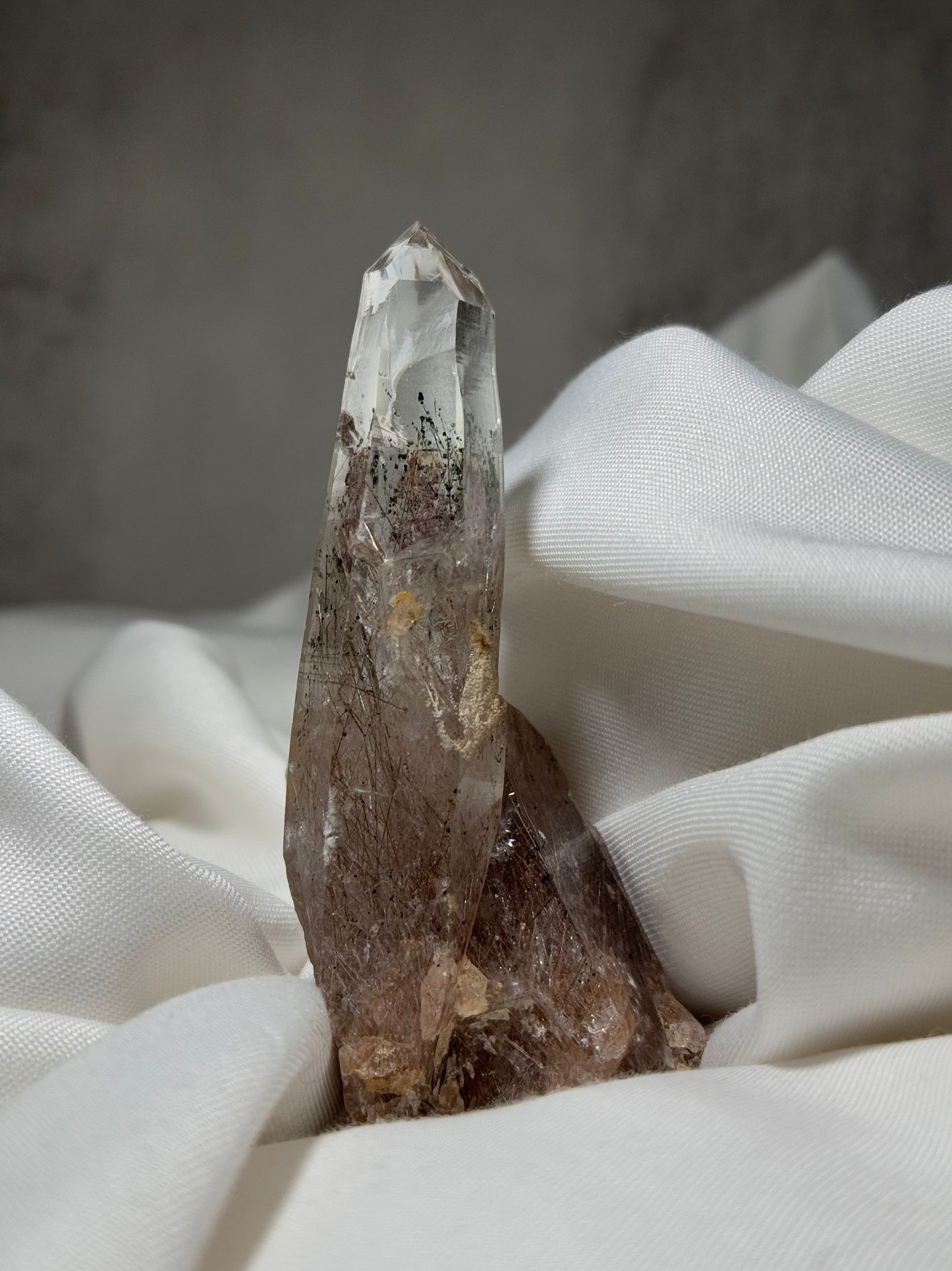 Byssolite & Rutile in Quartz