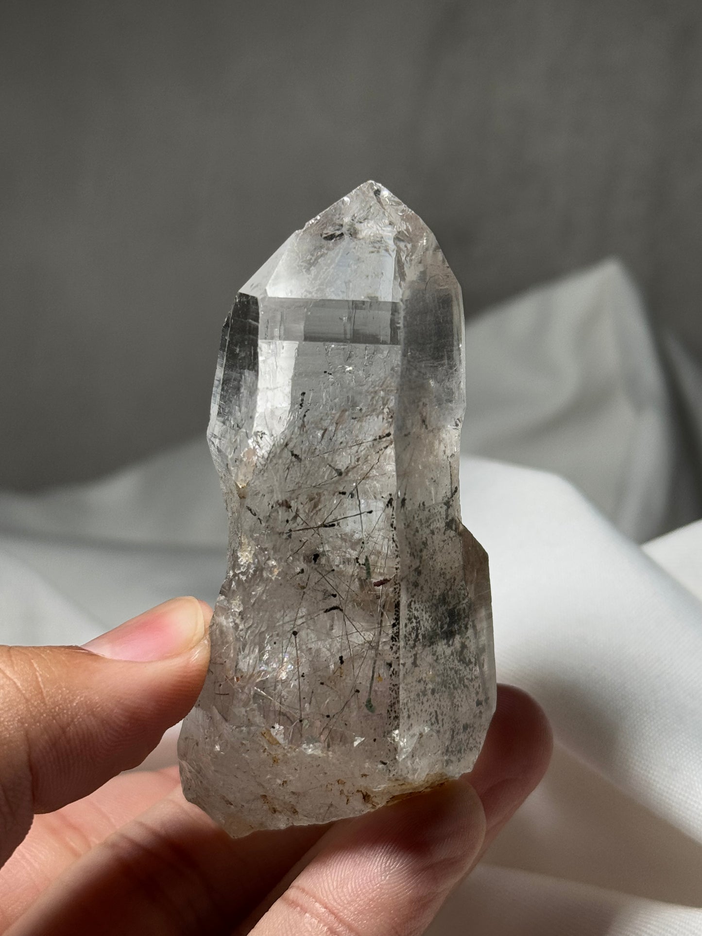 Byssolite & Rutile in Quartz