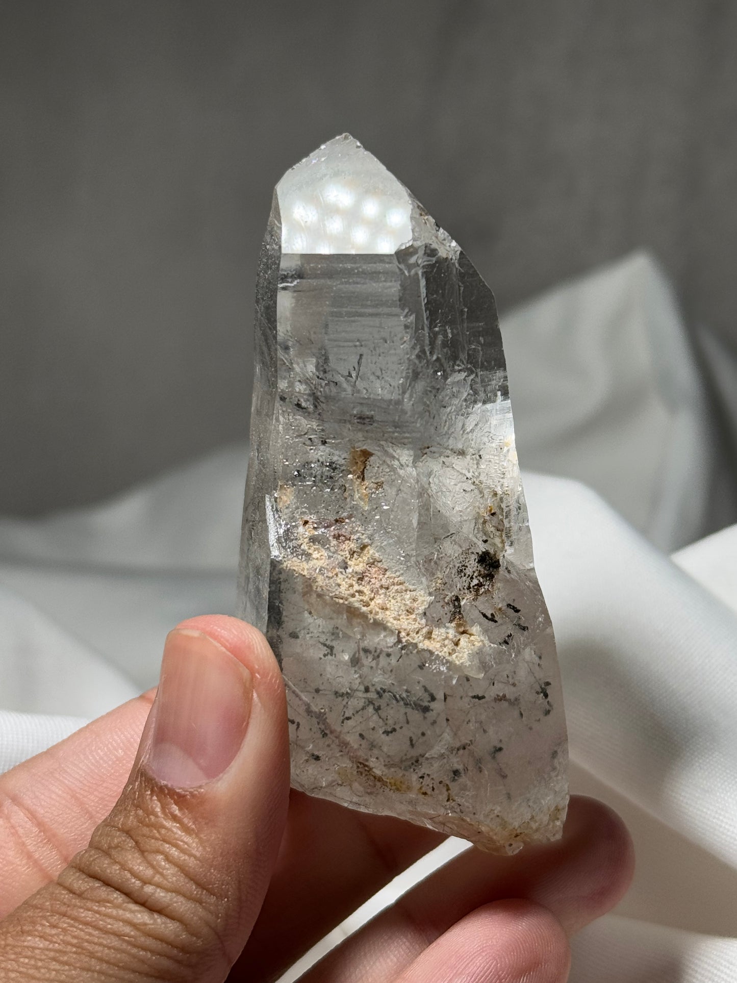 Byssolite & Rutile in Quartz