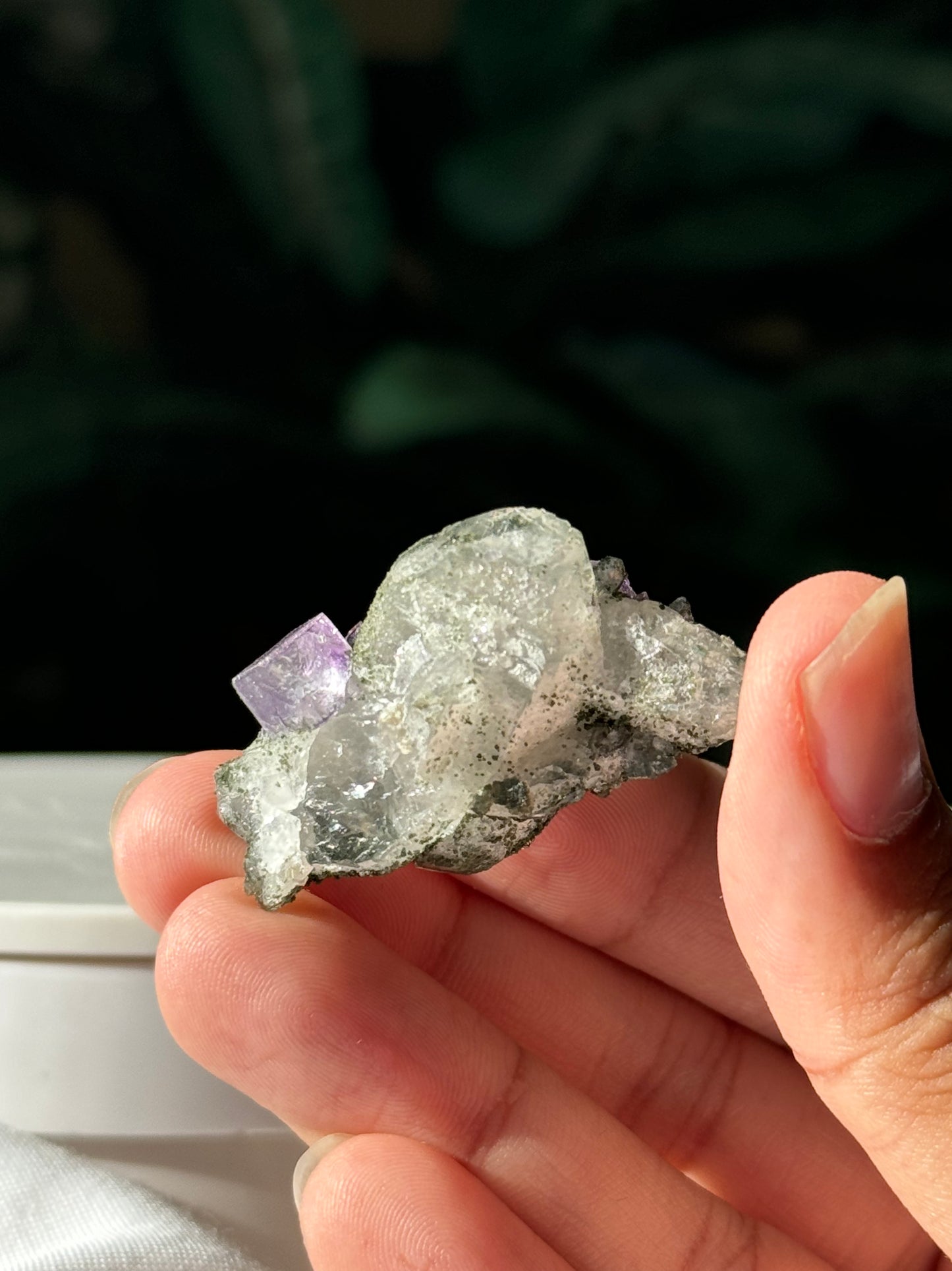 Quartz with pyrite, chlorite & fluorite