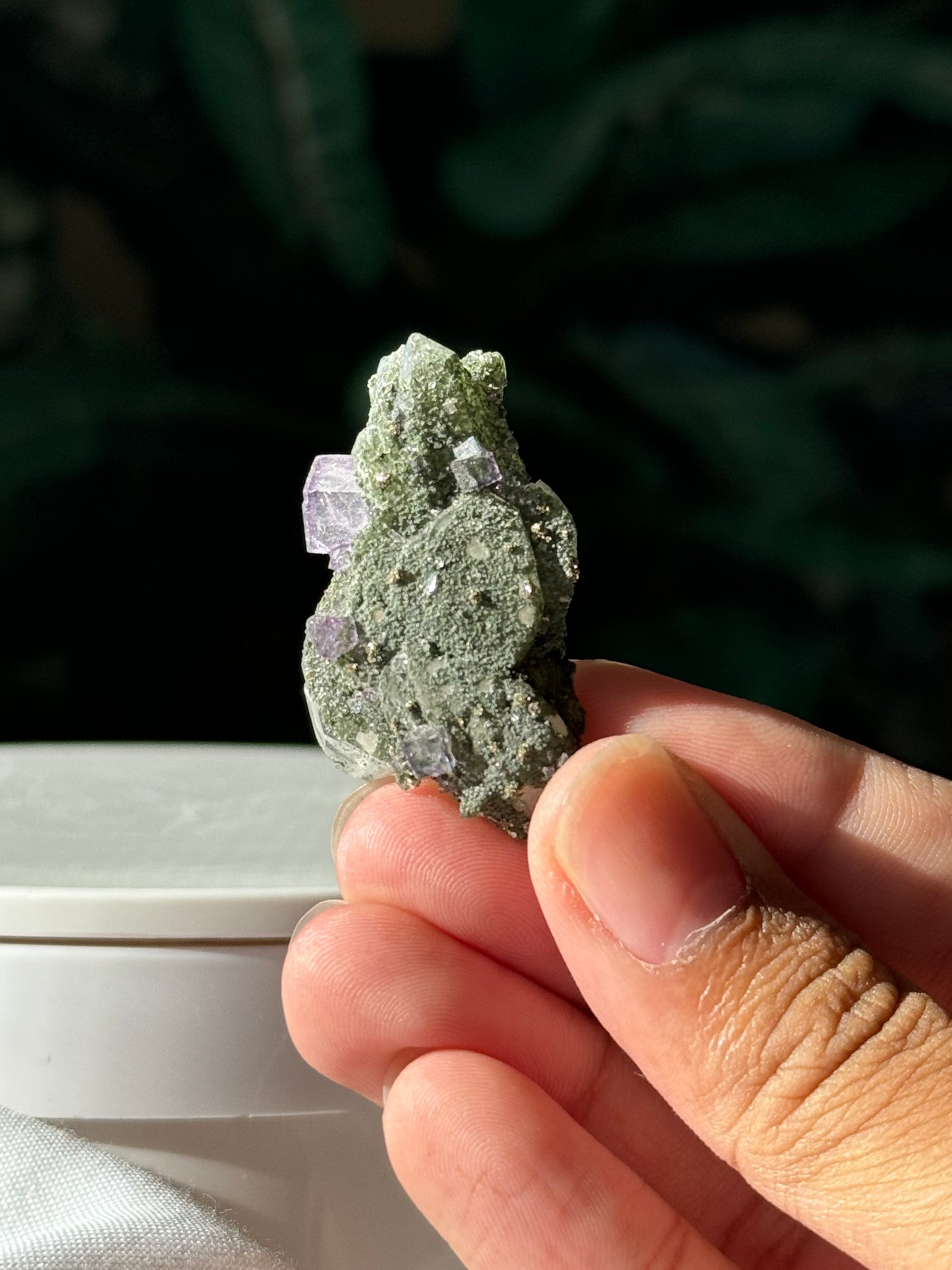 Quartz with pyrite, chlorite & fluorite