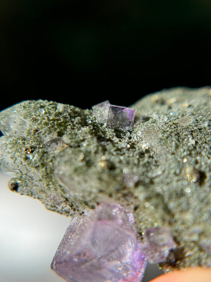 Quartz with pyrite, chlorite & fluorite