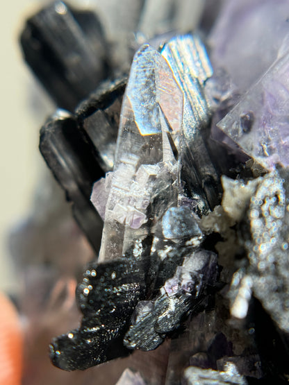 Quartz, Wolframite & Fluorite