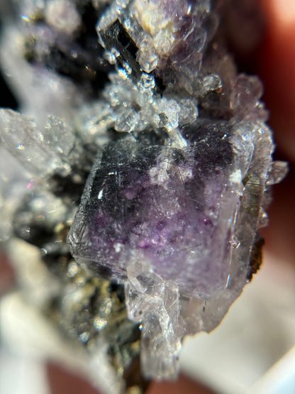 Quartz, Ferberite & Fluorite