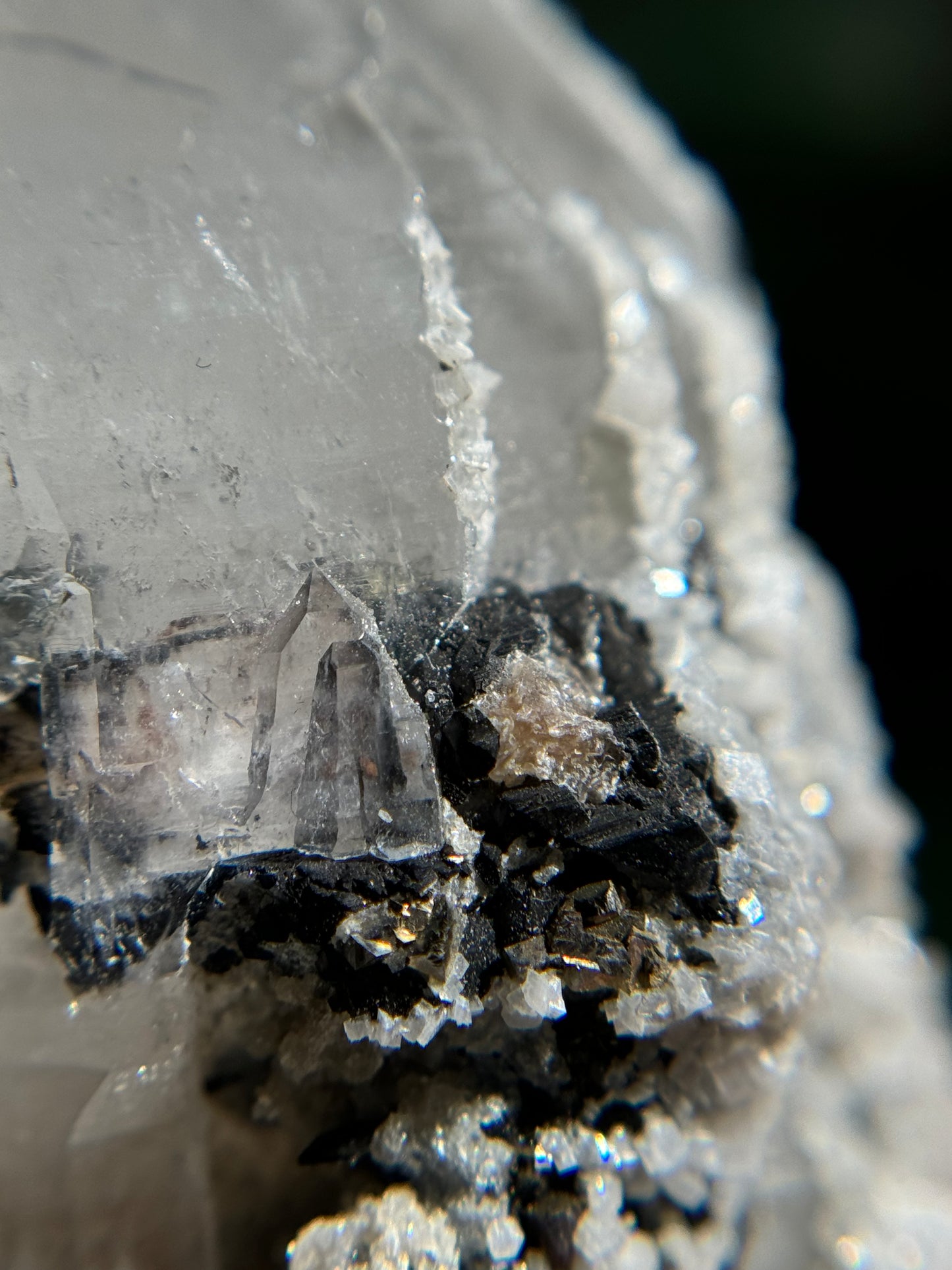 Quartz DT Wand with Dolomite and Ferberite