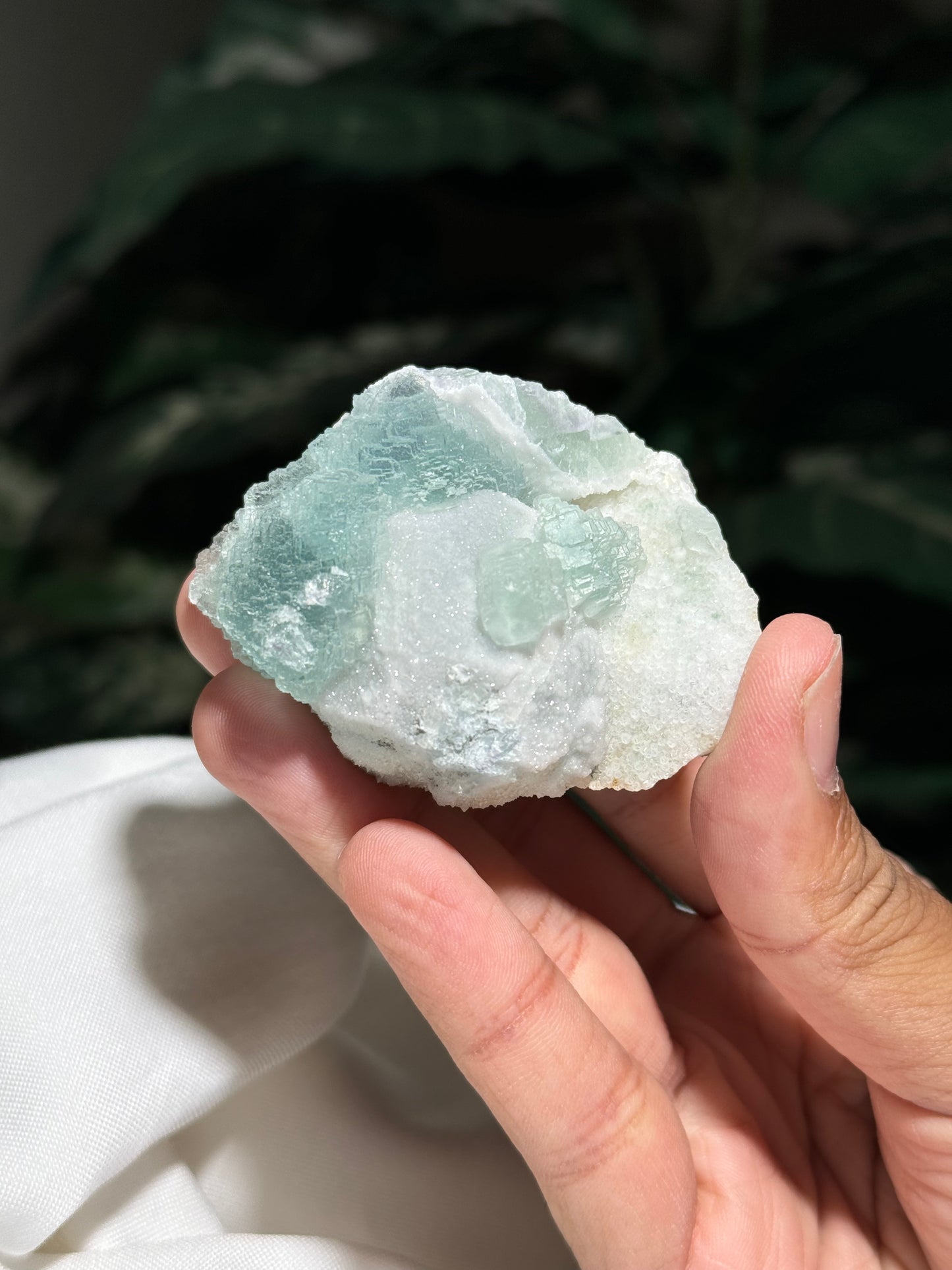 Fluorite on Quartz over Fluorite