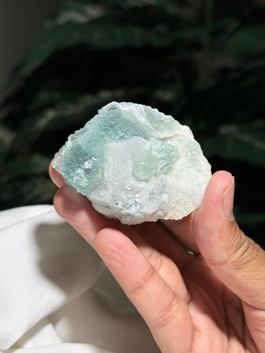 Fluorite on Quartz over Fluorite