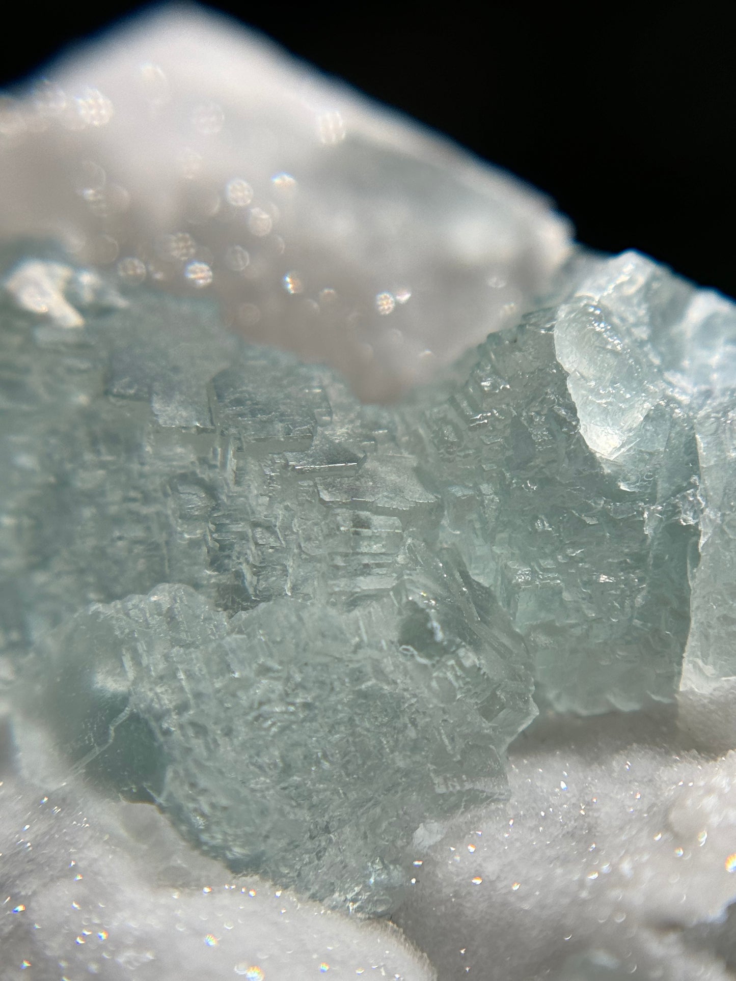 Fluorite on Quartz over Fluorite (Guangdong)