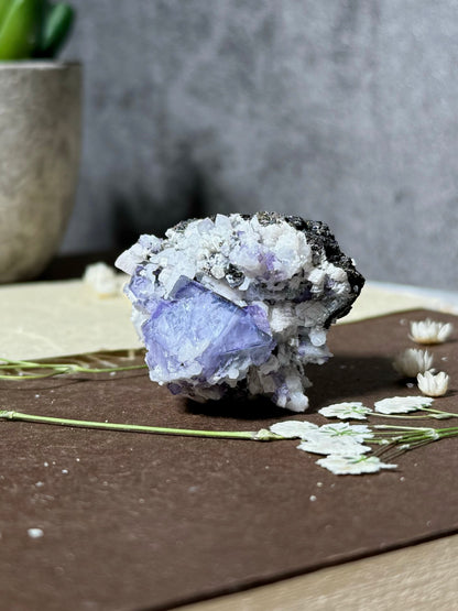 Porcelain Fluorite with Hübnerite (Second Generation)