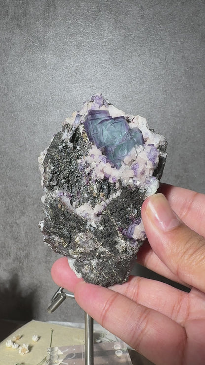 Porcelain Fluorite on Hübnerite (Second Generation)