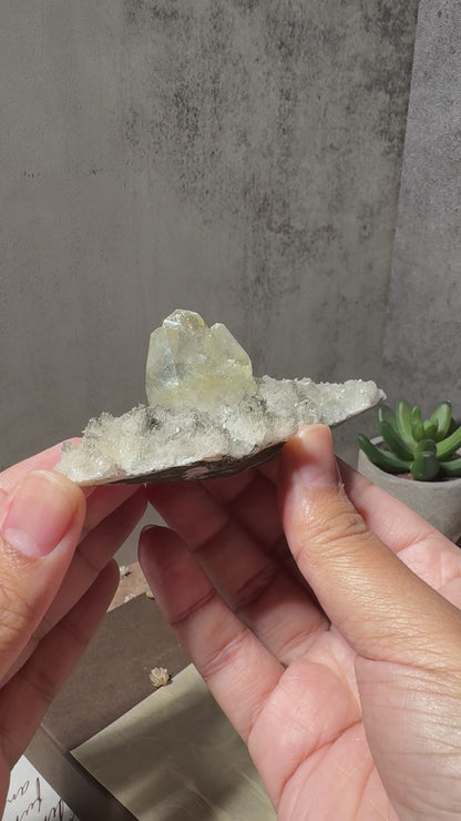 Golden Gem Calcite Flame on Feather Calcite Matrix